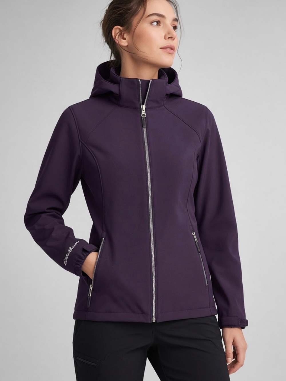 Eddie Bauer Hooded Softshell Jacket in Deep Purple